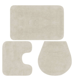 Jeu de tapis de salle de bain 3 pcs Tissu Blanc