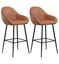 Tabourets de bar lot de 2 marron clair similicuir