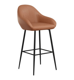 Tabourets de bar lot de 2 marron clair similicuir