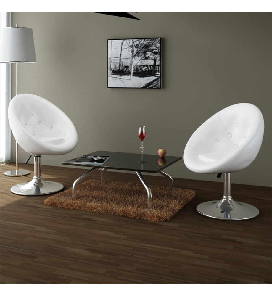 Chaises de bar lot de 2 blanc similicuir