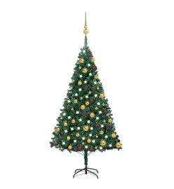 Arbre de Noël artificiel pré-éclairé et boules vert 120 cm PVC