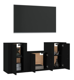 Ensemble de meubles TV 3 pcs Noir Bois d'ingénierie