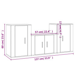 Ensemble de meubles TV 3 pcs Noir Bois d'ingénierie