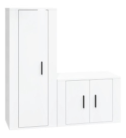 Ensemble de meubles TV 2 pcs blanc brillant bois d'ingénierie