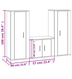 Ensemble de meubles TV 3 pcs Noir Bois d'ingénierie