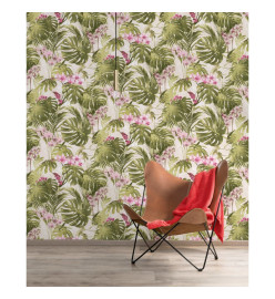 DUTCH WALLCOVERINGS Papier peint Paradiso Vert et rose