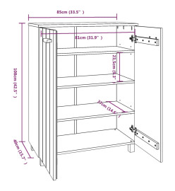 Armoire à chaussures HAMAR Gris foncé 85x40x108 cm Pin massif