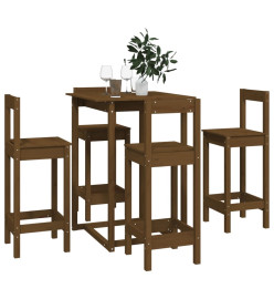 Ensemble de bar 5 pcs Marron miel Bois de pin massif