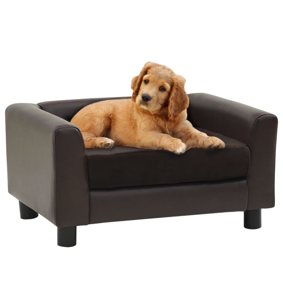 Canapé pour chien Marron 60x43x30 cm Peluche et similicuir