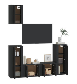 Ensemble de meubles TV 5 pcs Noir Bois d'ingénierie