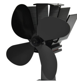 Ventilateur de poêle alimenté par chaleur 4 pales Noir