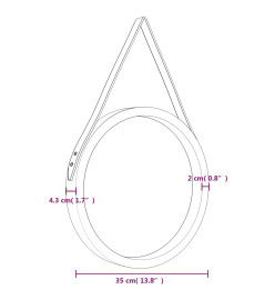 Miroir mural avec sangle Argenté Ø 35 cm