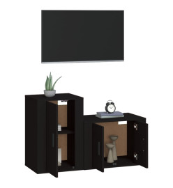 Ensemble de meubles TV 2 pcs noir bois d'ingénierie