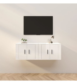 Meubles TV muraux 2 pcs blanc brillant 57x34,5x40 cm