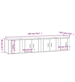 Ensemble de meubles TV 4 pcs Blanc brillant Bois d'ingénierie