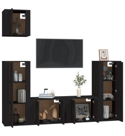 Ensemble de meubles TV 5 pcs Noir Bois d'ingénierie