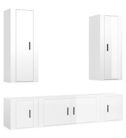 Ensemble de meubles TV 5 pcs Blanc brillant Bois d'ingénierie