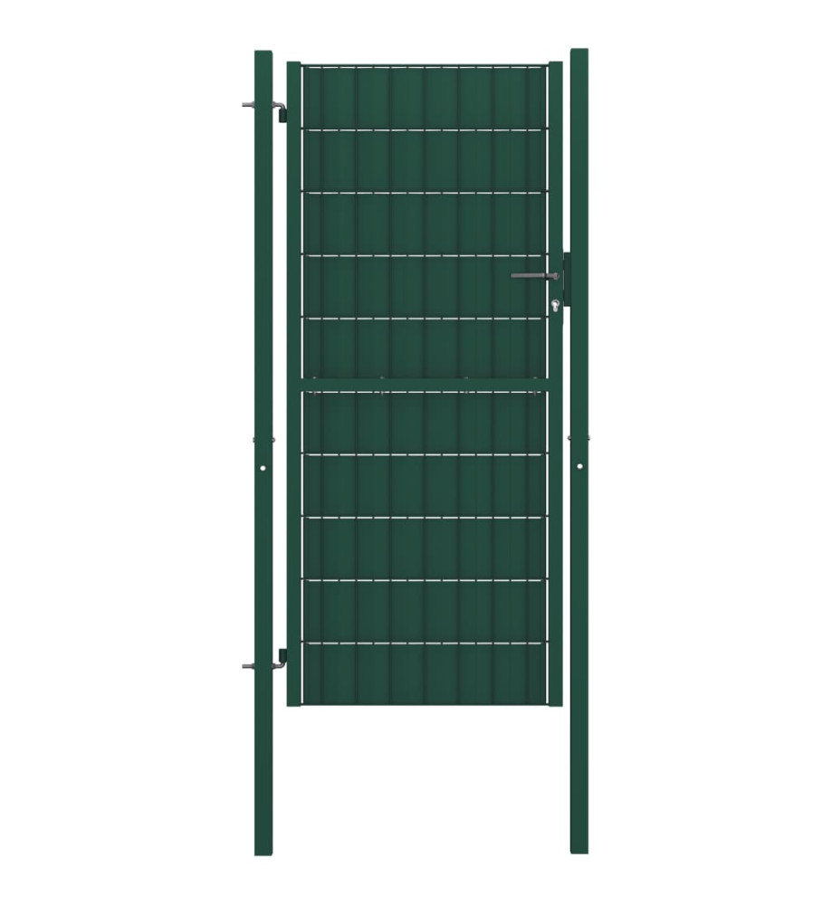 Portail de clôture PVC et acier 100x164 cm Vert