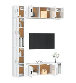 Ensemble de meubles TV 7 pcs Blanc brillant Bois d'ingénierie