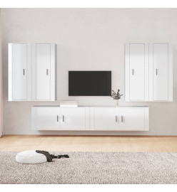 Ensemble de meubles TV 6 pcs Blanc brillant Bois d'ingénierie