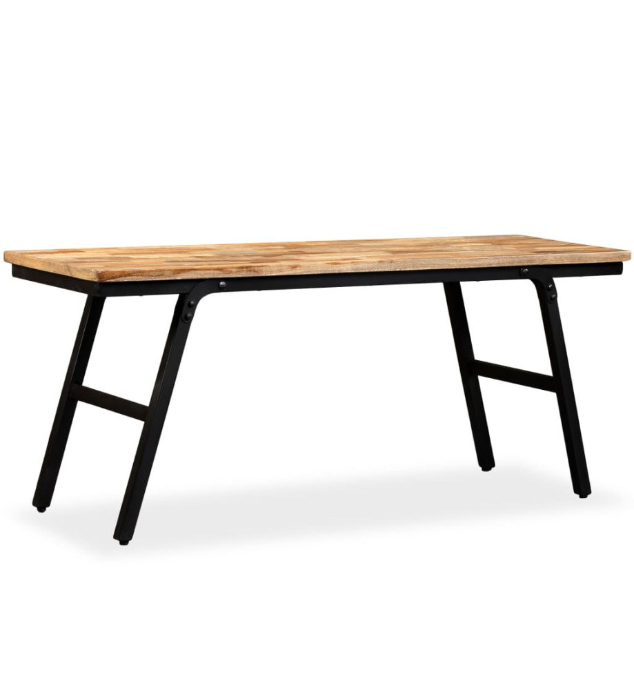 Banc Teck de récupération et acier 110 x 35 x 45 cm