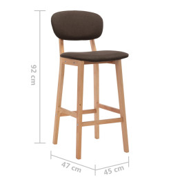 Tabourets de bar lot de 2 marron tissu