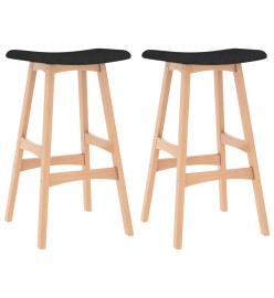 Tabourets de bar lot de 2 noir tissu