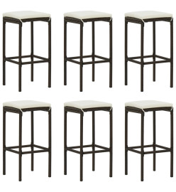 Tabourets de bar avec coussins lot de 6 marron résine tressée