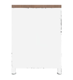 Meuble TV Blanc 110x30x40 cm Fer et bois de sapin massif