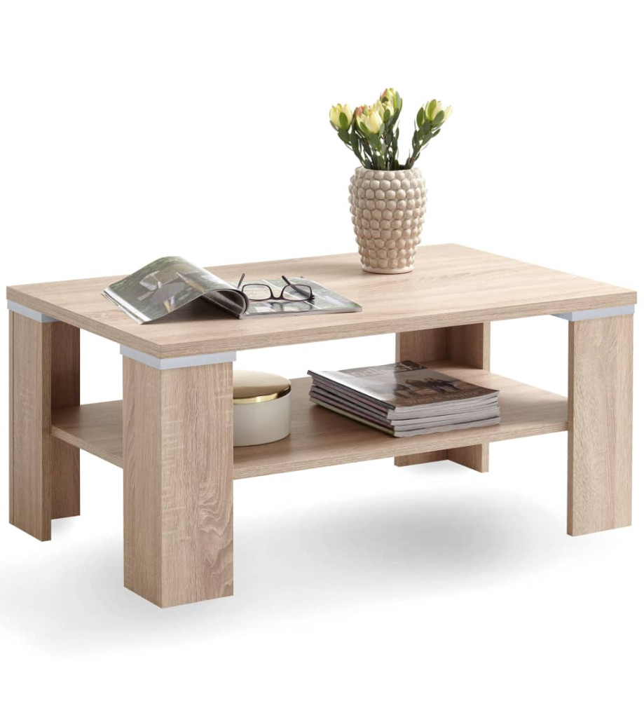 FMD Table basse avec étagère 100 x 60 x 46 cm Chêne