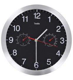 Horloge murale à quartz Hygromètre et thermomètre 30 cm Noir