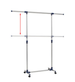 Porte-vêtements réglable Acier inoxydable 165x44x150 cm Argenté