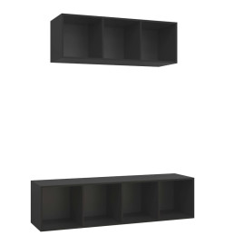 Ensemble de meuble TV 2 pcs Noir Aggloméré