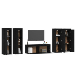 Meubles TV 5 pcs Noir Bois massif de pin