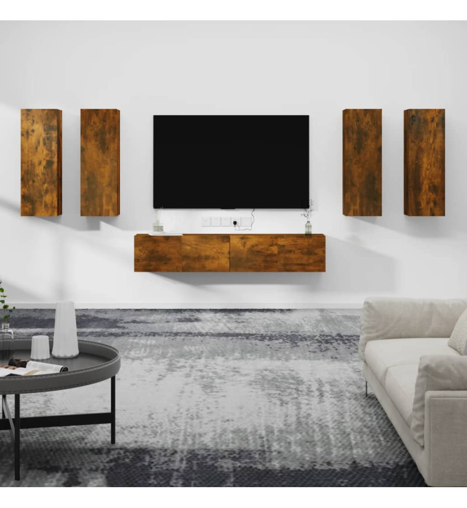 Ensemble de meubles TV 6 pcs Chêne fumé Bois d'ingénierie