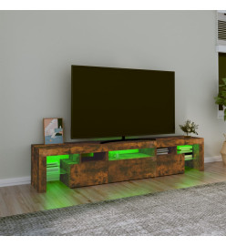 Meuble TV avec lumières LED Chêne fumé 200x36,5x40 cm