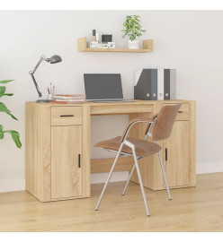 Bureau avec armoire chêne sonoma bois d'ingénierie