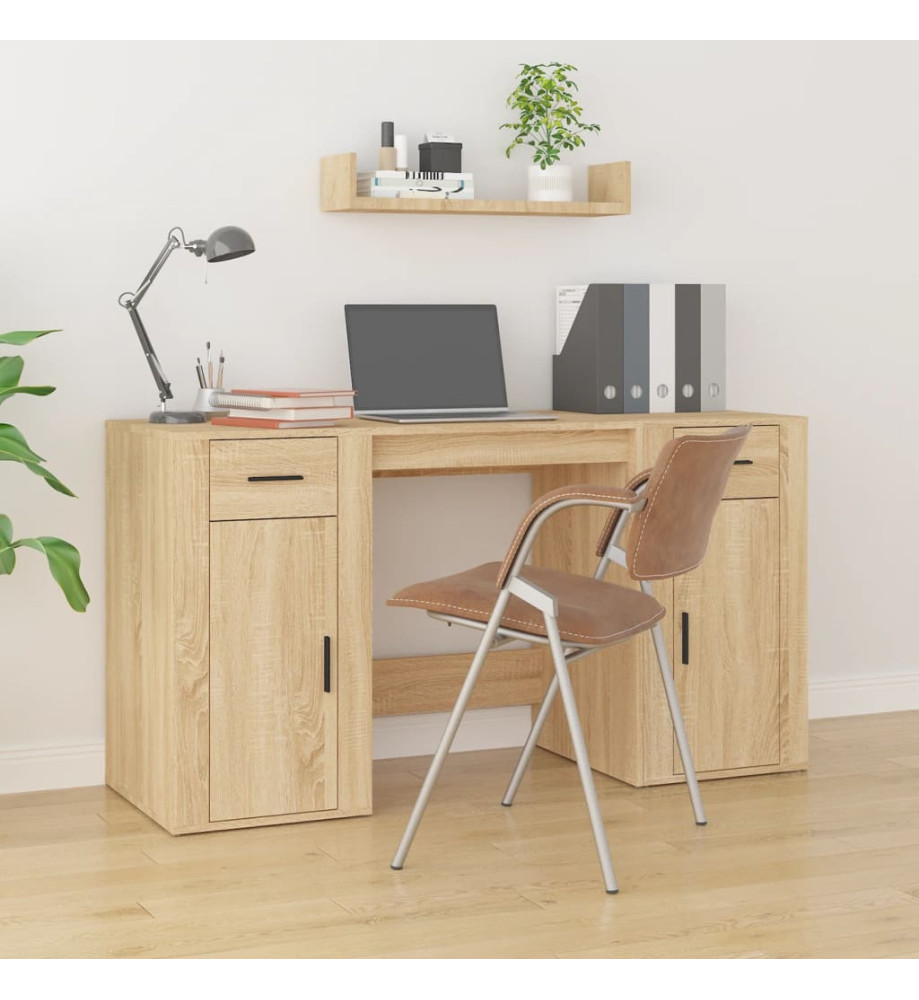 Bureau avec armoire chêne sonoma bois d'ingénierie