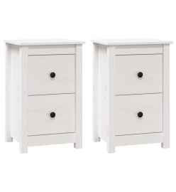 Tables de chevet 2 pcs Blanc 40x35x61,5 cm Bois de pin massif