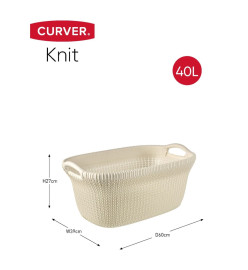 Curver Panier à linge Knit 40 L Blanc crème