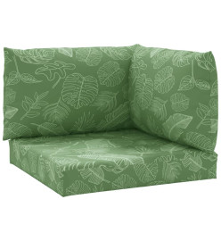 Coussins de palette 3 pcs motif de feuilles tissu Oxford