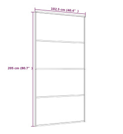 Porte coulissante Verre ESG dépoli aluminium 102,5x205 cm Noir