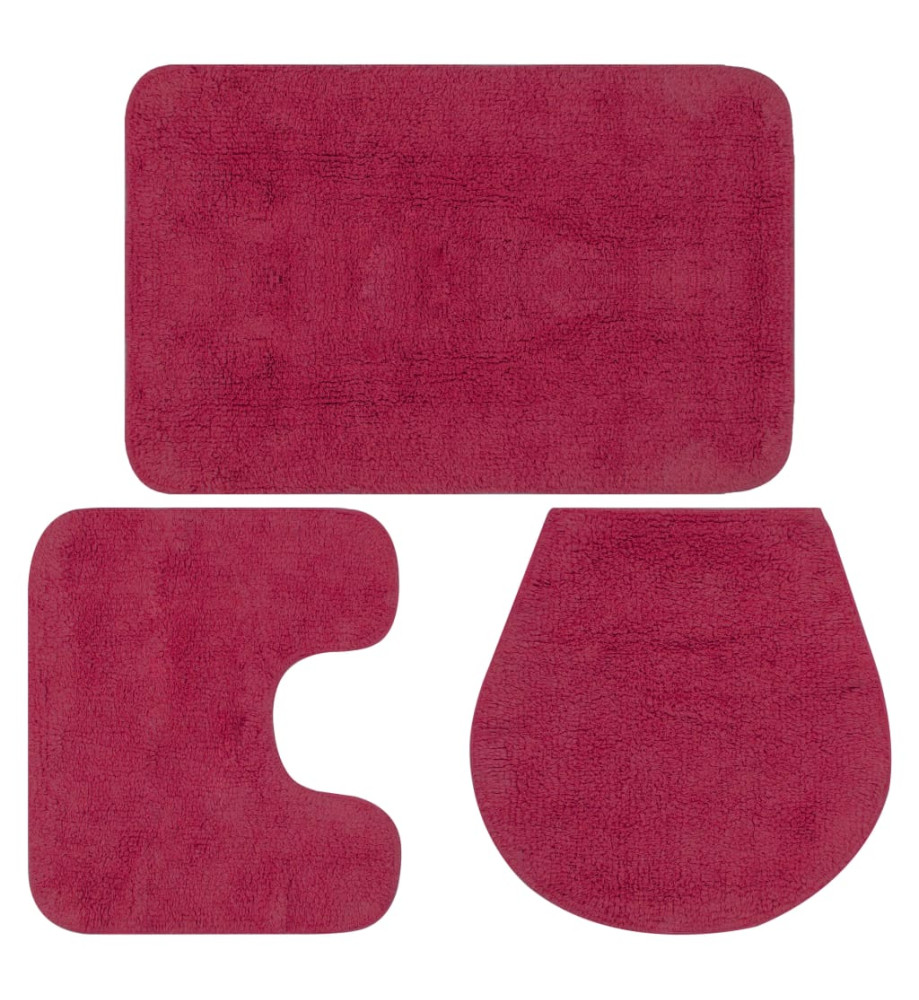 Jeu de tapis de salle de bain 3 pcs Tissu Fushsia