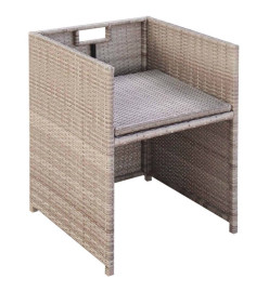 Salon de jardin encastrable avec coussins 11 pcs Rotin Beige
