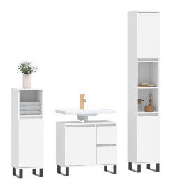 Ensemble de meubles salle de bain 3 pcs blanc bois d'ingénierie