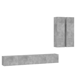 Ensemble de meubles TV 4 pcs Gris béton Bois d'ingénierie