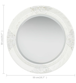 Miroir mural style baroque 50 cm Blanc