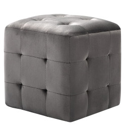 2 pcs Poufs Gris 30 x 30 x 30 cm Tissu velours