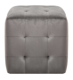 2 pcs Poufs Gris 30 x 30 x 30 cm Tissu velours