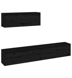 Meubles TV 3 pcs Noir Bois massif de pin